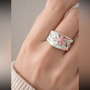 🌙 C1071 Silver plated Floral Ring